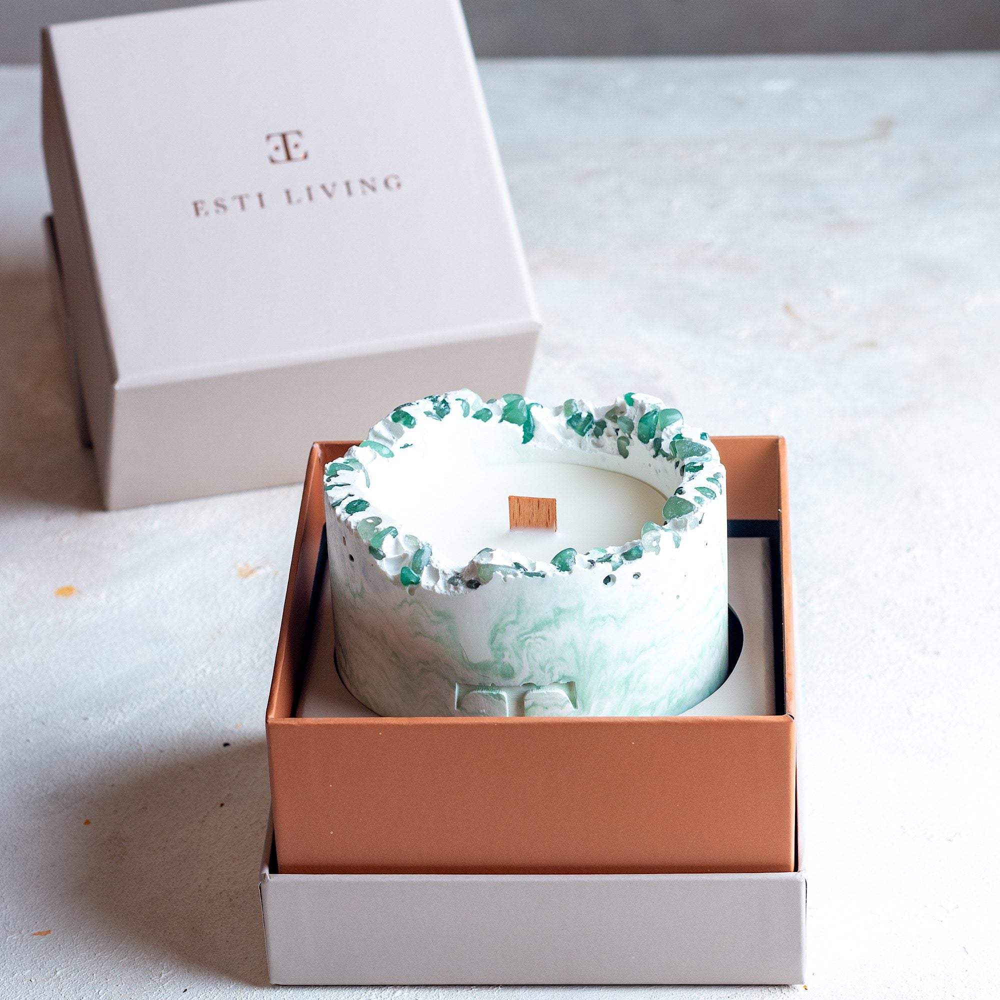 MYSTIC Green Taşlı - Büyük Mum (300 G)