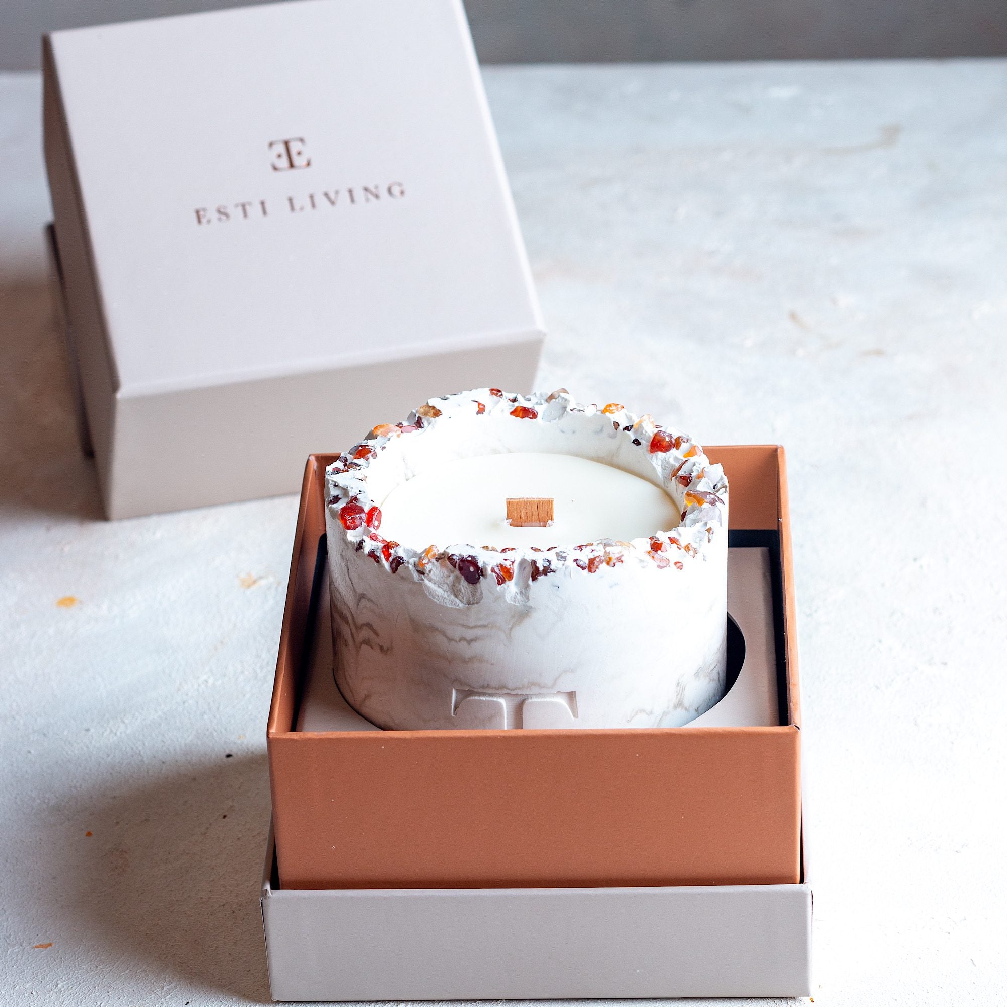 Sun and Caramel Taşlı - Büyük Mum (300 G)