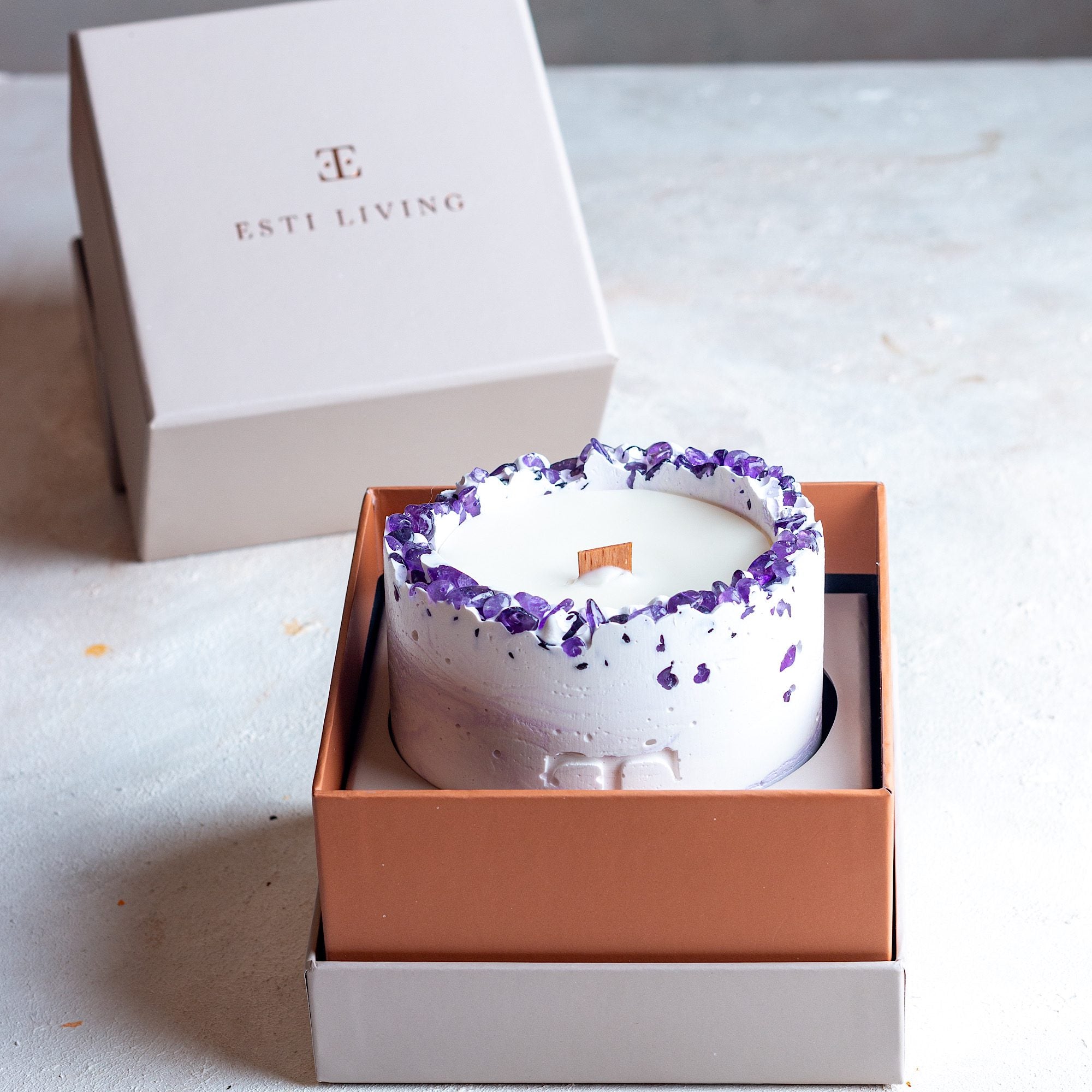 Lavender Taşlı - Büyük Mum (300 G)