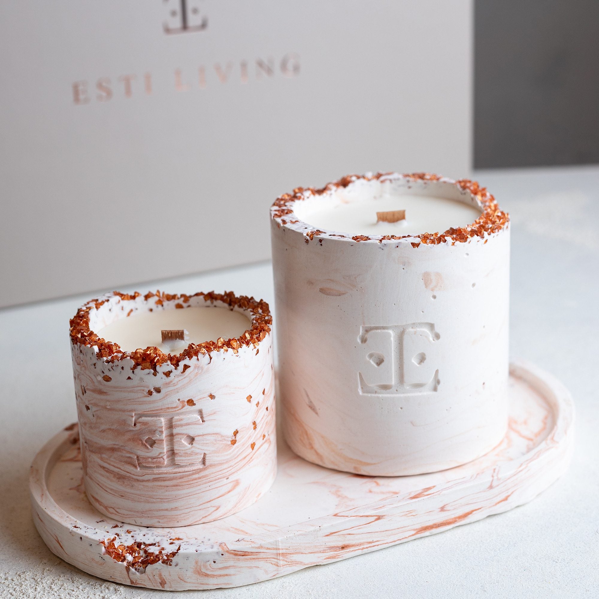 ANTIQUE Gold Taşlı - Mum Seti