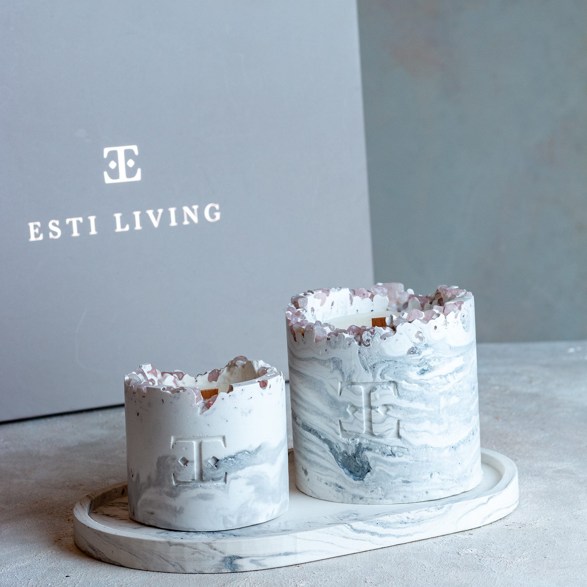 SILVER Glow Taşlı - Mum Seti