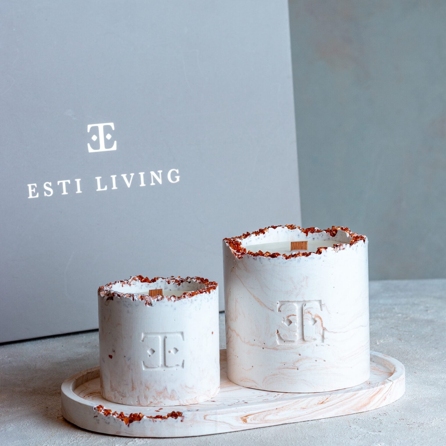 ANTIQUE Gold Taşlı - Mum Seti