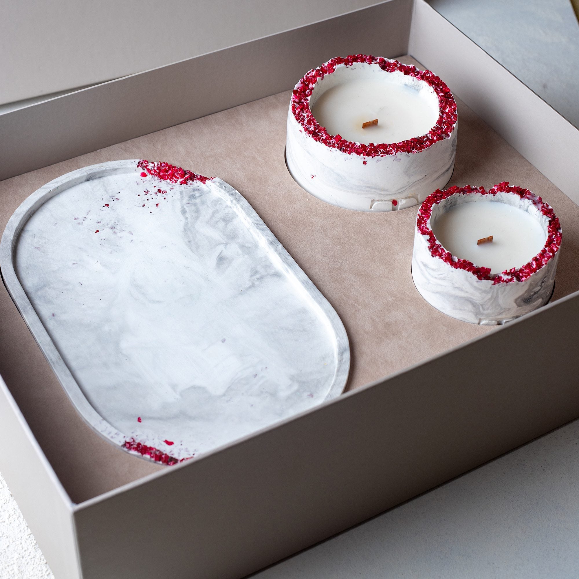 SIMPLY Red Taşlı - Mum Seti