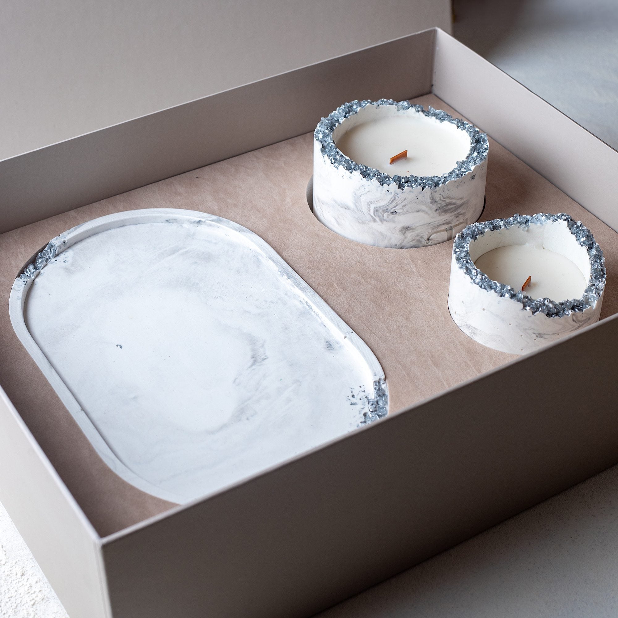 SILVER Muse Taşlı - Mum Seti