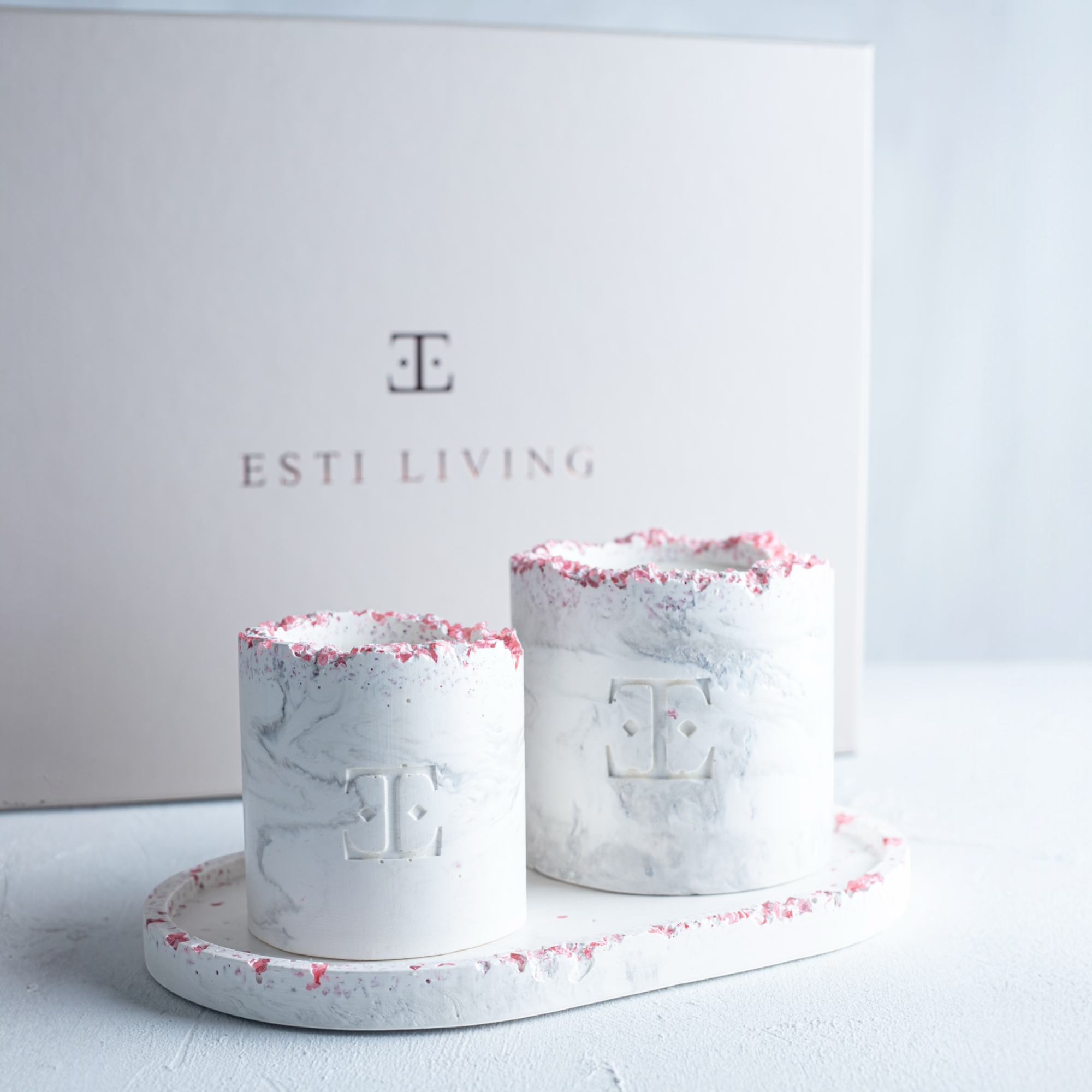 PINK Blush Taşlı - Mum Seti