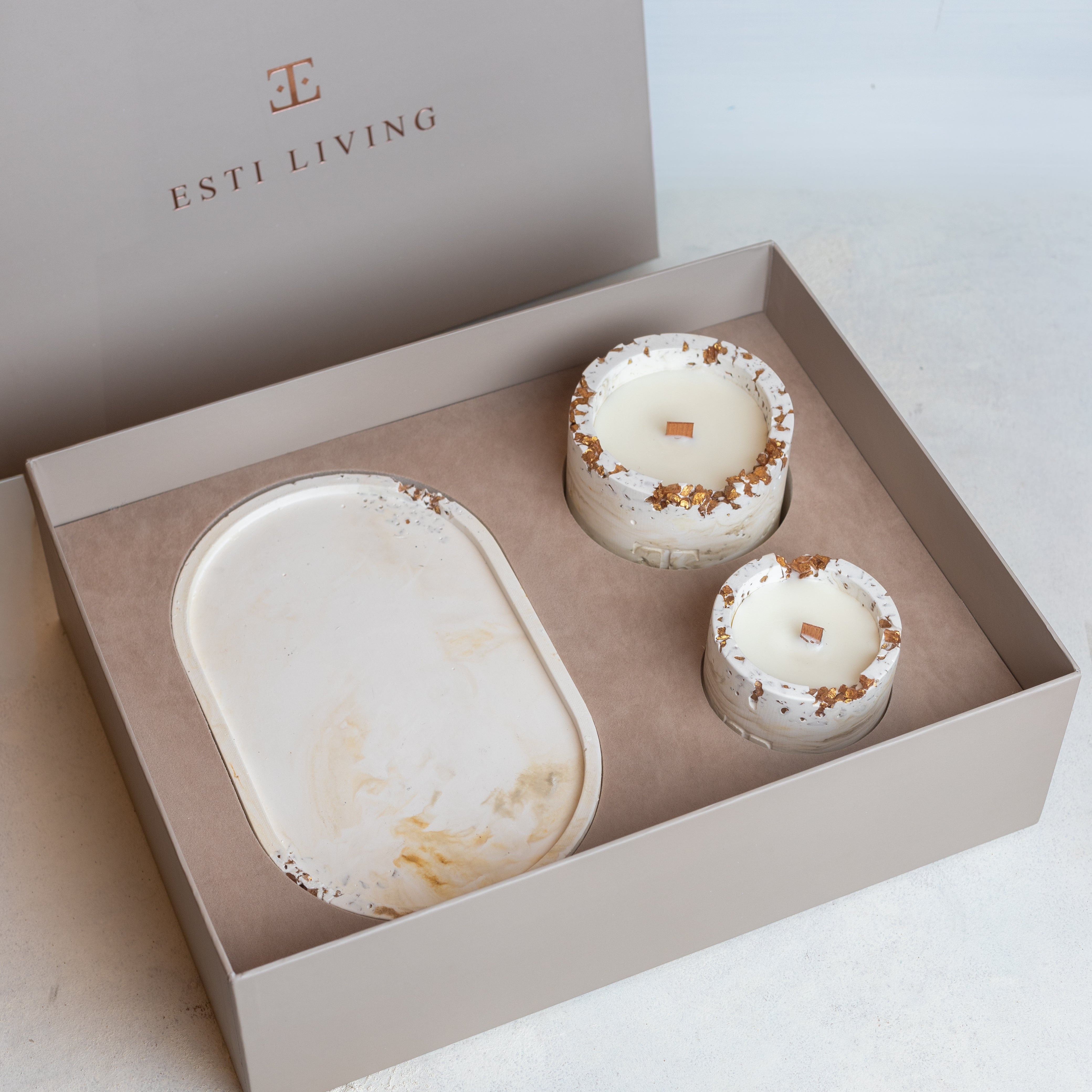 Gold CINNAMON Taşlı - Mum Seti