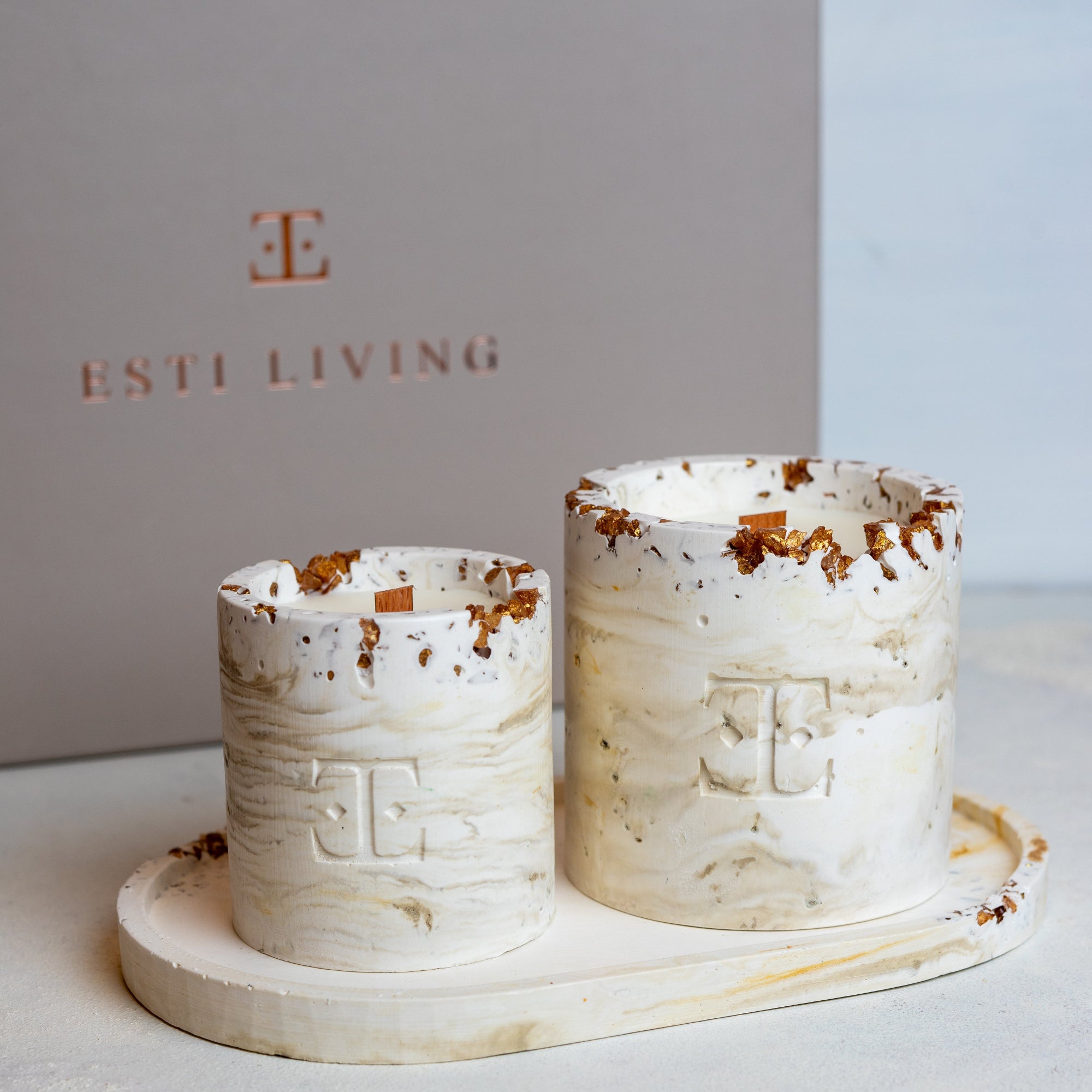 Gold CINNAMON Taşlı - Mum Seti